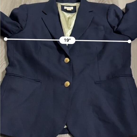 J. Crew Factory Wool Blend Navy Blue Long Sleeve Button Blazer Size 10 - Picture 9 of 10